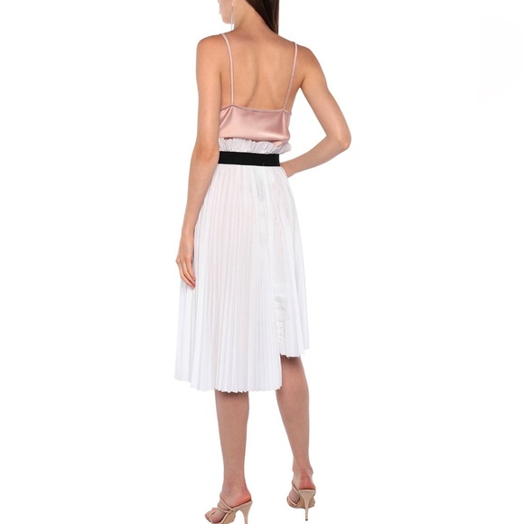 NWOT Meimeij White Pleated Belted Midi Skirt, Size 4 - Picture 3 of 4